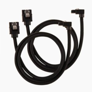 Corsair Premium Sleeved SATA 6Gbps 60cm 90° Connector Cable — Black
