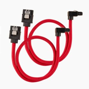 Corsair Premium Sleeved SATA 6Gbps 60cm 90° Connector Cable — Red