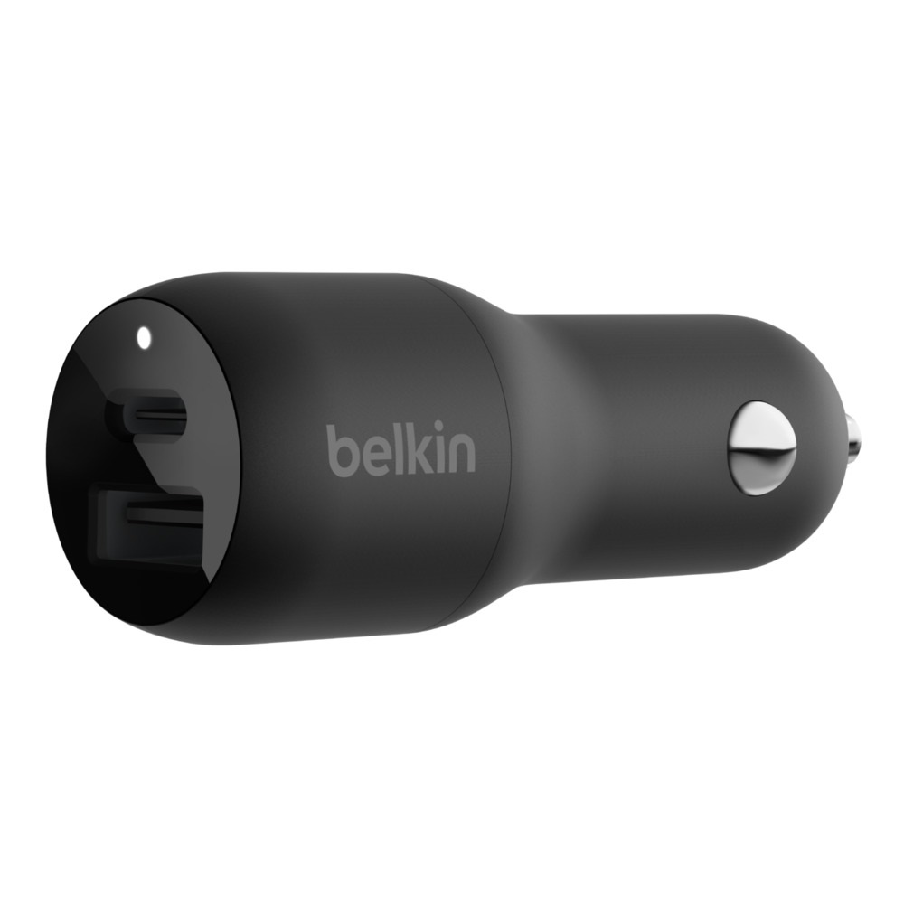 Belkin BoostCharge Dual Car Charger with PPS 37W - Black(CCB004btBK),1xUSB-C PD(25W),1xUSB-A(12W), Dual Port Fast  Compact Charger,Travel Ready,2YR