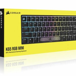 Corsair K65 RGB MINI 60% Mechanical Gaming Keyboard, Backlit RGB LED, CHERRY MX SPEED Keyswitches, Black -