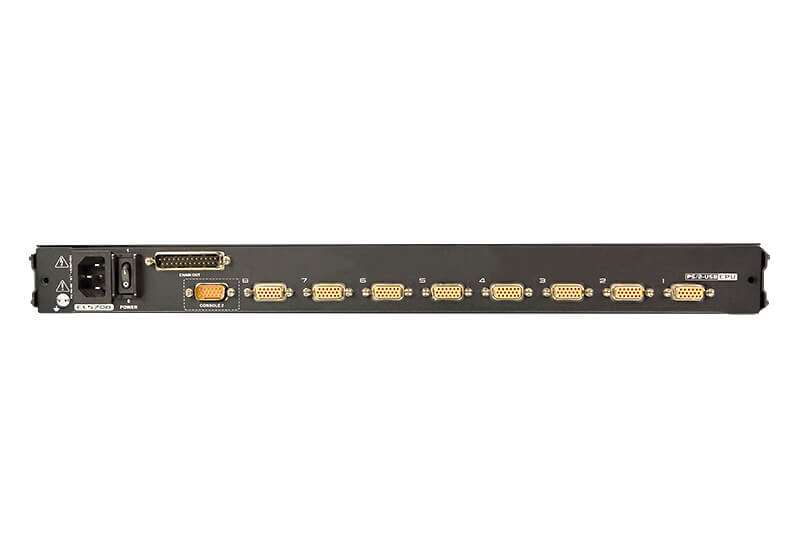 Aten Rackmount KVM Switch Single Rail 8 Port VGA PS/2-USB w/ 19″ LCD Display, 2x Custom KVM Cables, 1280×1024@75hz Display, LED Illumination