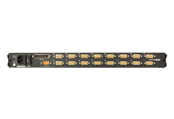 Aten Rackmount KVM Switch Single Rail 16 Port VGA PS/2-USB w/ 19" LCD Display, 2x Custom KVM Cables, 1280x1024@75hz Display, LED Illumination