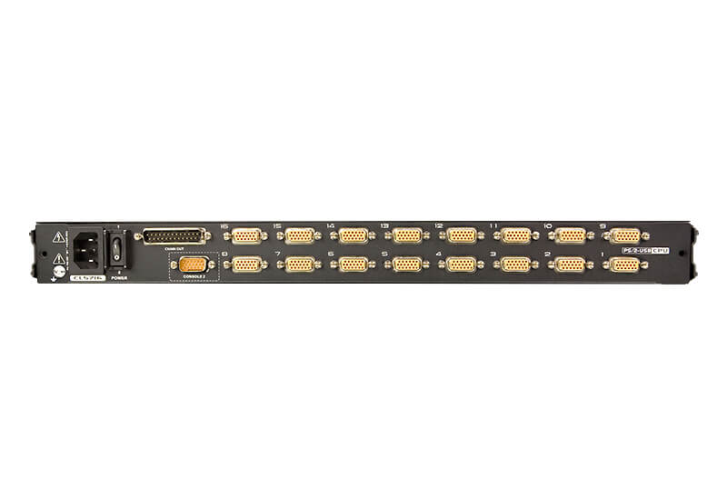 Aten Rackmount KVM Switch Single Rail 16 Port VGA PS/2-USB w/ 19″ LCD Display, 2x Custom KVM Cables, 1280×1024@75hz Display, LED Illumination