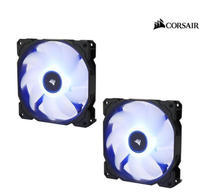 Corsair Air Flow 140mm Fan Low Noise Edition / Blue LED 3 PIN - Hydraulic Bearing, 1.43mm H2O. Superior cooling performance. TWIN Pack! (LS)