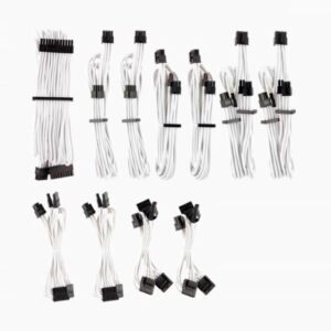 For Corsair PSU - WHITE Premium Individually Sleeved DC Cable Pro Kit, Type 4 (Generation 4)