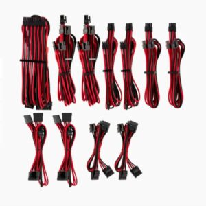 For Corsair PSU - RED/BLACK Premium Individually Sleeved DC Cable Pro Kit, Type 4 (Generation 4)