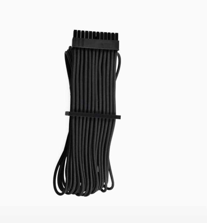 For Corsair PSU - BLACK Premium Individually Sleeved ATX 24-Pin Cable Type 4 Gen 4 – Black