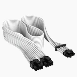 Corsair Premium Individually Sleeved 12+4pin PCIe Gen 5 Type-4 600W 12VHPWR Cable, White 4080 / 4070 / 4090xx