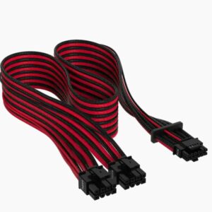 Corsair Premium Individually Sleeved 12+4pin PCIe Gen 5 Type-4 600W 12VHPWR Cable, Red and Black 4080 / 4070 / 4090xx