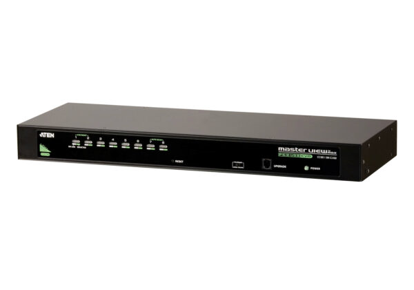 Aten Rackmount KVM Switch 8 Port VGA PS/2-USB, 1x Custom KVM Cable Included, Selection Via Front  USD Menu, Broadcast Mode