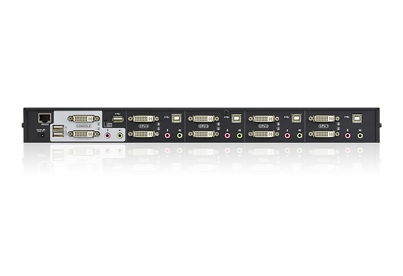 Aten Desktop KVMP Switch 4 Port Dual Display DVI Dual Link w/ audio, 2x Custom KVM Cables Included, 2x USB Port, Selection Via Front Panel