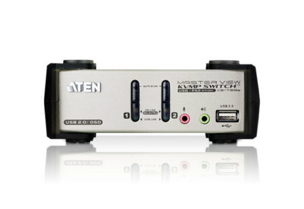 Aten Desktop KVMP Switch 2 Port Single Display VGA w/ audio  OSD, 2x Custom KVM Cables Included, 2x USB Port, Selection Via Front Panel