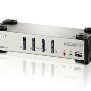 Aten Desktop KVMP Switch 4 Port Single Display VGA w/ audio  OSD, 4x Custom KVM Cables Included, 2x USB Port, Selection Via Front Panel