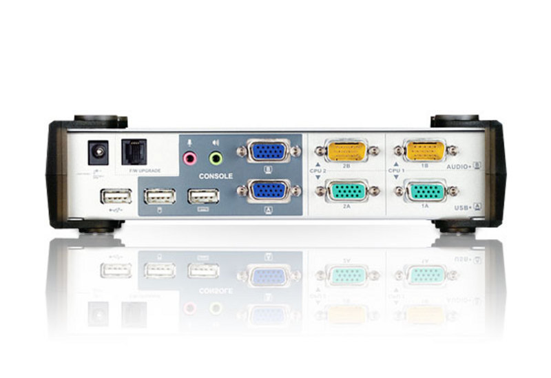 Aten Desktop KVMP Switch 2 Port Dual Display VGA w/ audio, 2x Custom KVM Cables Included, 2x USB Port, Selection Via Front Panel