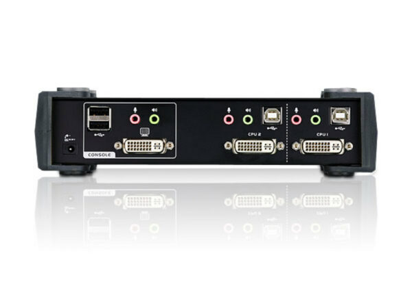 Aten Desktop KVMP Switch 2 Port Single Display DVI w/ audio, 2x Custom KVM Cables Included, 2x USB Port, Selection Via Front Panel