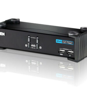 Aten Desktop KVMP Switch 2 Port Single Display DVI w/ audio, 2x Custom KVM Cables Included, 2x USB Port, Selection Via Front Panel