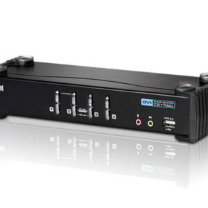 Aten Desktop KVMP Switch 4 Port Single Display DVI w/ audio, 4x Custom KVM Cables Included, 2x USB Port, Selection Via Front Panel
