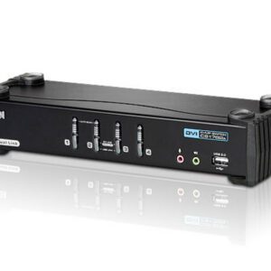 Aten Desktop KVMP Switch 4 Port Single Display DVI w/ 7.1 audio, 4x Custom KVM Cables Included, 2x USB Port, Selection Via Front Panel