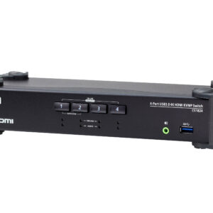 Aten Desktop KVMP Switch 4 Port Single Display 4k HDMI w/ audio mixer mode, Cables Included, Selection Via Front Panel