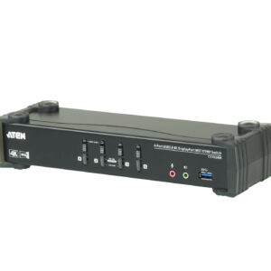 Aten Desktop KVMP Switch 4 Port Single to Dual Display 4k DisplayPort MST w/ audio, Cables Included, 2x USB Port, Selection Via Front Panel