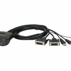 Aten Compact KVM Switch 2 Port Single Display DVI, Remote Port Selector, USB Hot-Plugging
