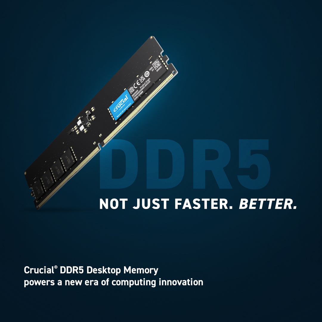 Crucial 16GB (1x16GB) DDR5 UDIMM 5600MHz CL46 Desktop PC Memory