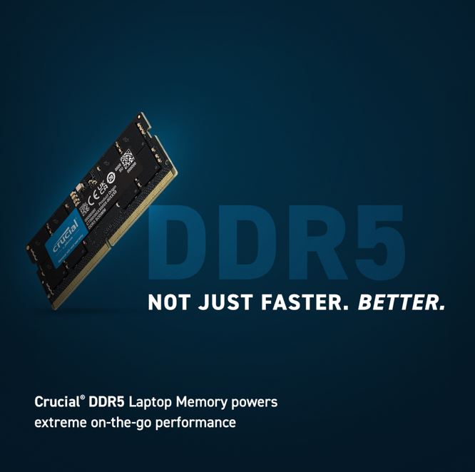 Crucial 32GB (2x16GB) DDR5 SODIMM 4800MHz C40 1.1V Notebook Laptop Memory