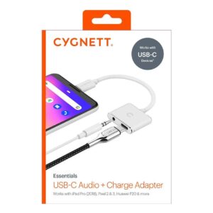 Cygnett Essentials USB-C to 3.5MM Audio  USB-C Fast Charge Adapter - White (CY2866PCCPD), Wide- Ranging compatibility,Supports USB-C PD fast charging