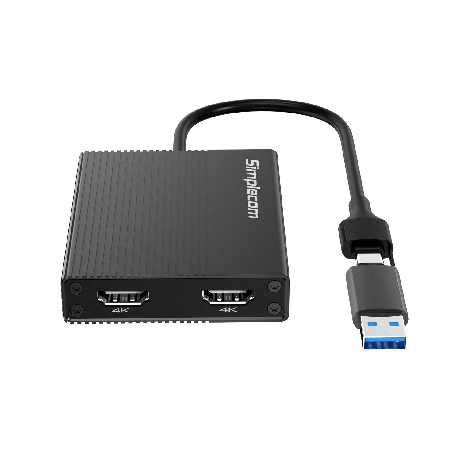Simplecom DA369 USB 3.0 or USB-C to Dual 4K HDMI 2.0 Display Adapter for 2x 4K@60Hz Extended Screens