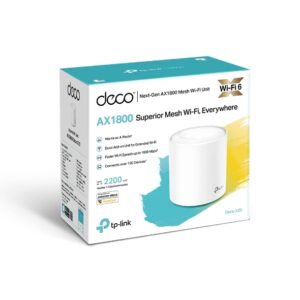 TP-Link Deco X20 (1-pack)AX1800 Whole Home Mesh Wi-Fi 6 System, Up To 200 sqm Coverage, WIFI6, 1201Mbps @ 5Ghz, 574Mbps @ 2.4 GHz OFDMA, MU-MIMO (WIFI