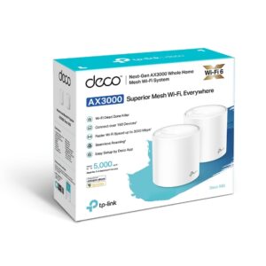 TP-Link Deco X60 (2-pack) AX5400 Whole Home Mesh Wi-Fi 6 System  (WIFI6), Up to 460sqm Coverage, WPA3, TP-Link Homecare, OFDMA, MU-MIMO (3.20v)