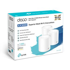 TP-Link Deco X60 (3-pack) AX5400 Whole Home Mesh Wi-Fi 6 System  (WIFI6), Up to 650sqm Coverage, WPA3, TP-Link Homecare, OFDMA, MU-MIMO (3.20V)