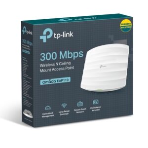 TP-Link EAP110 300Mbps Wireless N300 Ceiling Mount Access Point 1x1Gbps RJ45 PoE 1x Console Port 2x4dBi Omni Internal Antenna,Omada