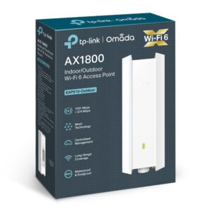 TP-Link EAP610-Outdoor Omada AX1800 Indoor/Outdoor WiFi 6 Access Point, 1.8 Gbps, Long Range Coverage, IP67 Weatherproof, OFDMA, MU-MIMO