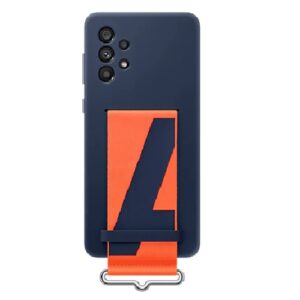 Samsung Galaxy A73 5G (6.7") Silicone Cover With Strap - Navy (EF-GA736TNEGWW), Strap to Keep Phone Securely on Your Hand, Soft Grip, Handheld Style