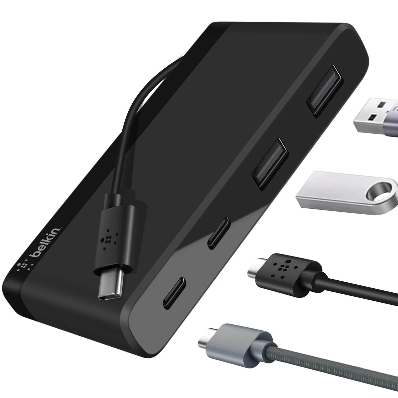 Belkin 4-Port USB-C Mini Hub (USB Type-C) (F4U090btBLK),Made for USB-C compatible laptops  USB-A  USB-C peripherals,5Gbps,Compact  Travel-Ready,2YR