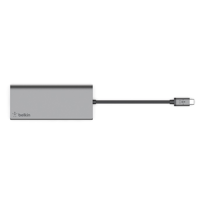 Belkin USB-C Multimedia Hub - Silver (F4U092btSGY),1xSD,1x4K HDMI,1xGB Ethernet,2xUSB-A,1xUSB-C,5Gbps,Charging, 60W PD, Compact Design, Multiport Dock