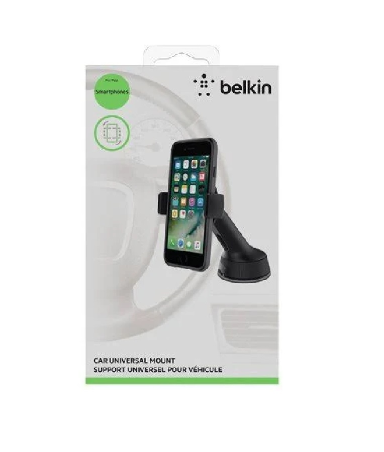 Belkin Car Universal Mount - Black (F8M978BT), Compatible up to 6" Devices, Securely Attaches to Dash / Windscreen, Multiple Viewing Options