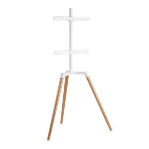 Brateck Pastel Easel Studio TV Floor Tripod Stand For Most 50''-65'' Up to 35kg Flat Panel TVs  -- Matte White  Beech(LS)