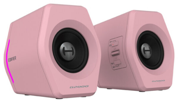 Edifier G2000 Gaming 2.0 Speakers System - Bluetooth V4.2/ USB Sound Card/ AUX Input/RGB 12 Light Effects/ 16W RMS Power Pink