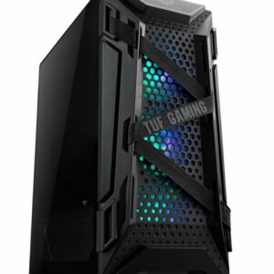 ASUS GT301 TUF Gaming Case Black ATX Mid-Tower Tempered Glass Compact Case, Honeycomb Panel, 4 Total Pre-Installed 120mm Fans 3x ARGB + 1x