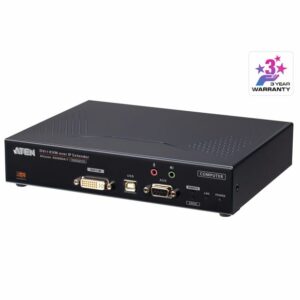 Aten DVI-I Single Display KVM over IP Transmitter with Software Decoder Ability, Supports power/network failover, Superior video quality