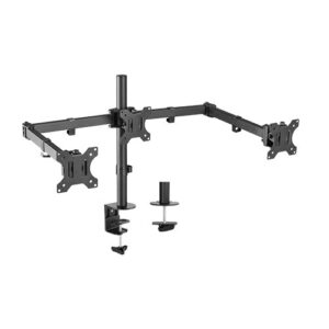Brateck Triple Screens Economical Double Joint Articulating Steel Monitor Arms, Extended Arms  Free Rotated Double Joint,Fit Most 13"-27" Up to 7kg.