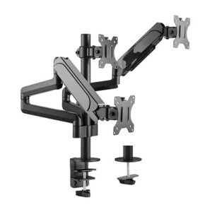 Brateck Triple Monitors Pole-Mounted Gas Spring Monitor Arm Fit Most 17"-27" Monitors Up to 7kg per screen VESA 75x75/100x100