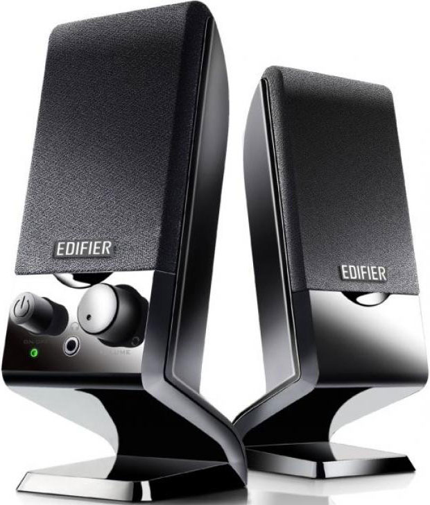 Edifier M1250 2.0 USB Powered Compact Multimedia Speakers – 3.5mm AUX/Flat Panel Design Satellites/Built in Power/Volume controls/Black