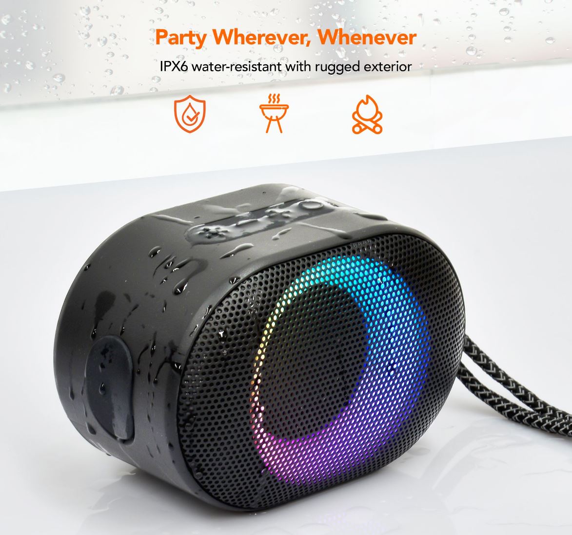 (LS) mbeat®  BUMP B1 IPX6 Bluetooth Speaker with Pulsing RGB Lights