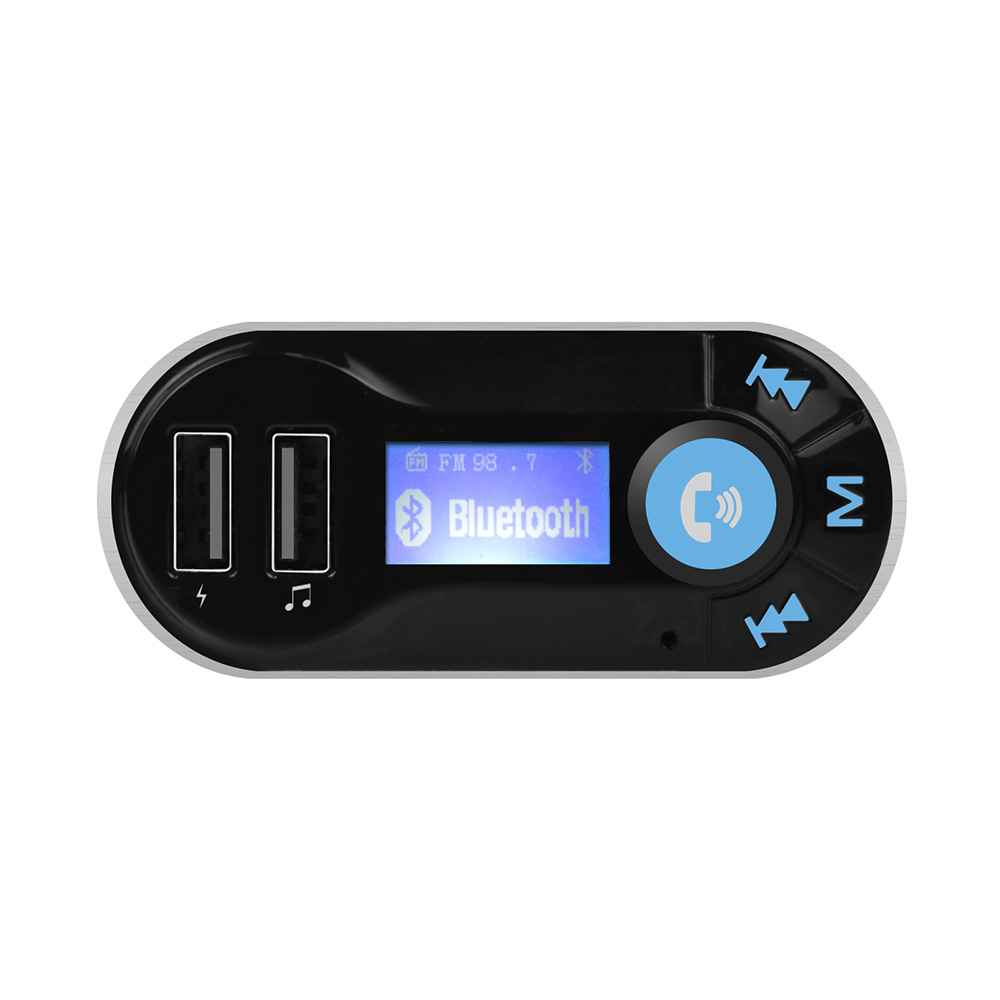 mbeat® Bluetooth Hands-free Car Kit 2.1A Charging Port – BT/FM Music Transmitter/Play Back USB Desk/SD Card Music/Built-in 2.1 A Smart Charge USB