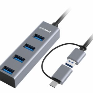 mbeat® 4-Port USB 3.0 Hub with 2-in-1 USB 3.0  USB-C Converter - Space Grey