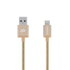 (LS) mbeat® "Toughlink"1.2m Lightning Fast Charger Cable - Gold/Durable Metal Braided/MFI/Apple iPhone X 11 7S 7 8 Plus XR 6S 6 5 5S iPod iPad Mini Ai