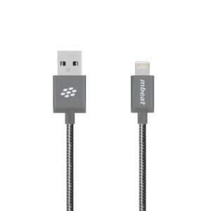 mbeat® "Toughlink"1.2m Lightning Fast Charger Cable - Grey/Durable Metal Braided/MFI/ Apple iPhone X 11 7S 7 8 Plus XR 6S 6 5 5S iPod iPad Mini Air(LS